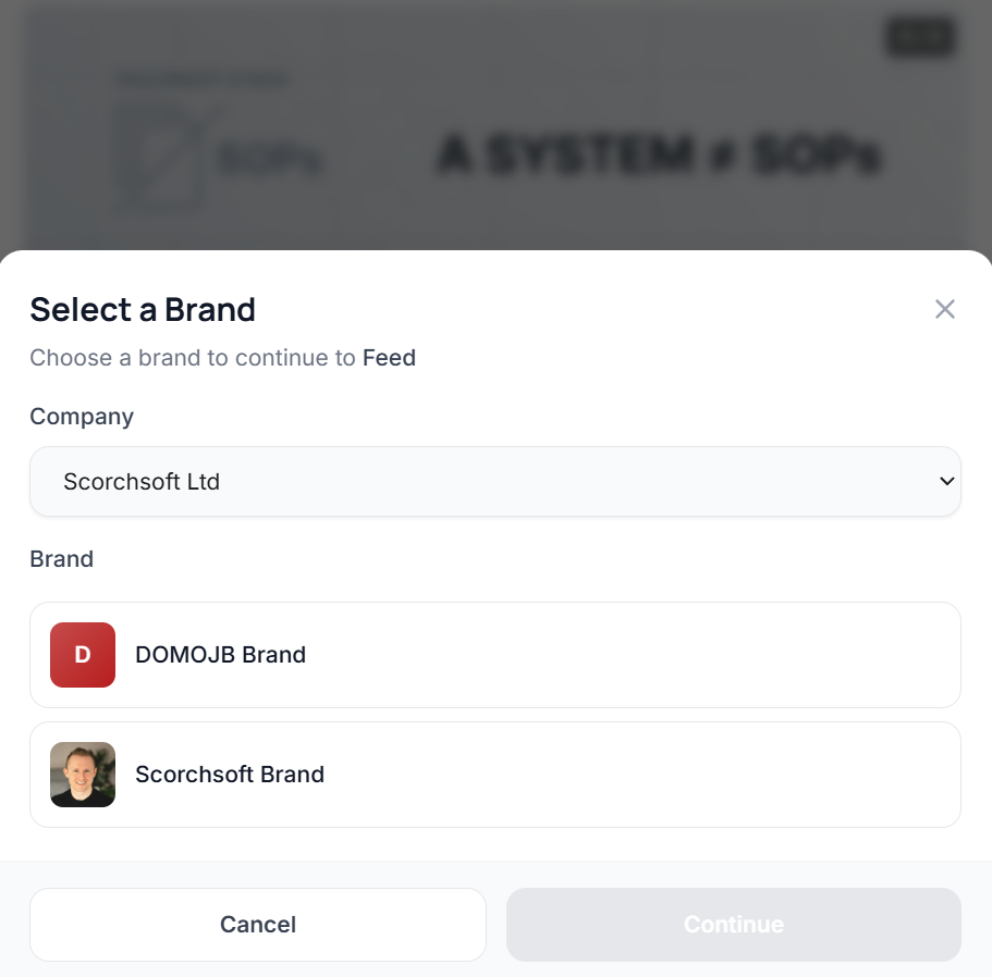 Brand selector interface